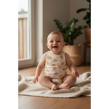 Little Wanderer Overall Premium Organik Pamuk Sıcak Tonlu Bulut Gökkuşağı Desenli Bebek Tulum