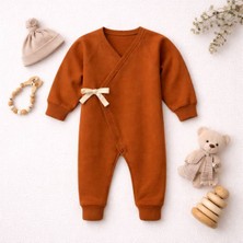 Snug Wrap Romper Premium Organik Pamuk Kruvaze Yaka Yumuşak Bebek Tulum Kiremit