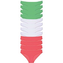Ne Verelim Size 12 Adet Süper Eko Set Likralı Kadın Slip Külot Yeşil Beyaz Fuşya