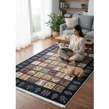 Dokuma Tabanlı Etnik Desenli Yıkanabilir Baskılı Kilim Salon Mutfak Yolluk