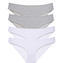 Ne Verelim Size 4 Adet Süper Eko Set Likralı Kadın Slip Külot Gri Beyaz