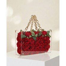 UNS Hediyelik Çiçek Çantası | Gold Zincir Saplı Dekoratif Hediyelik Çiçek Kutusu