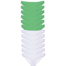 Ne Verelim Size 12 Adet Eko Set Likralı Kadın Slip Külot Yeşil Beyaz