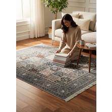 Dokuma Tabanlı Etnik Desenli Yıkanabilir Baskılı Kilim Salon Mutfak Yolluk