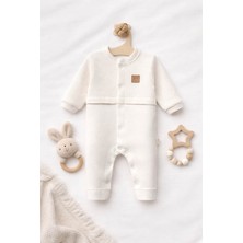 Soft Nest Organik Waffle Tulum Premium Pamuk Waffle Dokulu Günlük Bebek Tulum Ekru