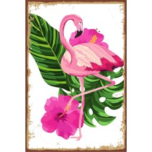 PremiumPort Renkli Çiçekli Retro Ahşap Poster, Ev ve Ofis Dekorasyonu Için Şık Tasarım