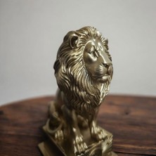 Hediyehanem Aslan Burcu Dekoratif Biblo Heykel - 15 cm Altın Sarısı Aslan Ofis Ev Aksesuarı