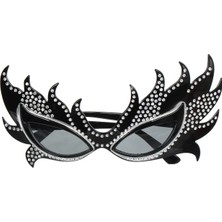 Taşlı Göz Kamaştıran Gecenin Yıldızı Siyah Parti Alev Gözlük