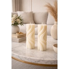 R Rozella 2’li Burgu Tasarım Dekoratif Mum – El Yapımı, Kokusuz, Modern Ev Dekoru