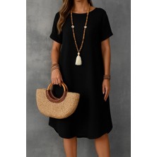 Etiler Collection Kadın Kısa Kollu Kayık Yaka Bürümcük Elbise