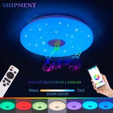 Shipment Akıllı Rgb Müzikli Tavan Lambası Bluetoothlu Kumandalı Sesli Hoparlör Dekoratif Lamba