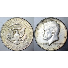 Banknoting Amerika Yarım Dolar 1968 Kennedy. Gümüş 11,3 Gr.