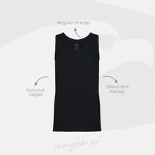 Şahin 3'lü Erkek Siyah %100 Pamuk Süprem Atlet