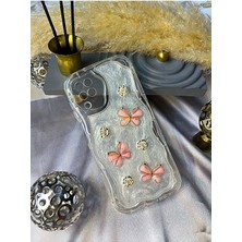 Coolacs Samsung Galaxy M12 Uyumlu Kılıf Kamera Korumalı Kelebek ve Çiçek Kabartmalı Desenli Kapak