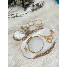 Epoksi Tepsi Nişan + Damat Tepsisi Seti 7 Parça Gold