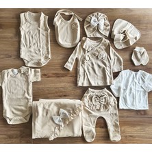 Zıpır 10'lu Fiyonklu Bej Kız Bebek Pamuklu Hastane Çıkışı