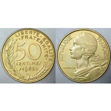 Banknoting Fransa 50 Centimes 1962 Km 939.1 Az Çıkar.