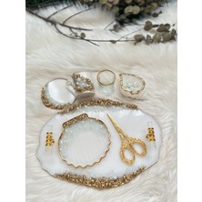 Epoksi Tepsi Nişan + Damat Tepsi Seti Taşlı ve Incili Gold