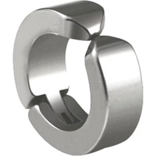 FRY Erkek Küpesi - 1 Adet Çelik Kıstırmalı Küpe Paslanmaz Atmaz Çelik Gümüş Renk Küpe