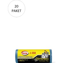 Kuzgun Ticaret J-350 Jumbo Boy Çöp Torbası 80 x 110 cm 10 Lu Rulo x 20 Paket = 200 Adet (Mavi)