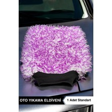 Ellesill Alman Çift Taraflı Oto Yıkama Eldiveni Mor-Beyaz - Dual Washpro