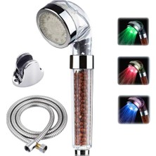 Kuzgun Ticaret Tasarruflu Boncuklu Ledli Duş Başlık Seti Pil Veya Elektrik Gerekmez Kinetik Enerjili ( Lisinya )