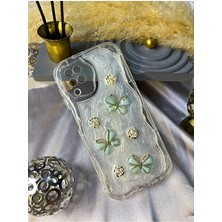 Coolacs Samsung Galaxy A22 & M22 & M32 Uyumlu Kılıf Kamera Korumalı Kelebek ve Çiçek Kabartmalı Kapak