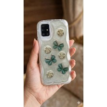 Coolacs Samsung Galaxy A51 Uyumlu Kılıf Kamera Korumalı Kelebek ve Çiçek Kabartmalı Desenli Kapak