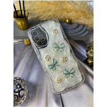 Coolacs Samsung Galaxy A72 Uyumlu Kılıf Kamera Korumalı Kelebek ve Çiçek Kabartmalı Desenli Kapak