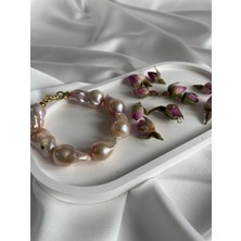 Maison Perle Jewelry Pink Roses La Barre - Barok Tarz Büyük Pembe İnci Bileklik