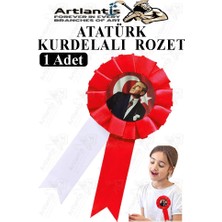 Artlantis Atatürk Kurdelalı Rozet 1 Adet Kırmızı Beyaz Yaka Rozeti Çocuk Bayram Etkinlik 15 cm Kokart
