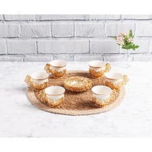 PremiumPort Şık 6’lı Metal Türk Kahvesi Sunum Seti, Zarif Fincan Takımı