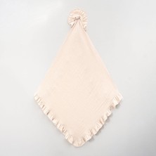 9982LV Lovemaxx Kız Bebek Fırfırlı Müslin Battaniye Bej Krem %100 Pamuk Oeko-Tex Sertifikalı Antialerjik