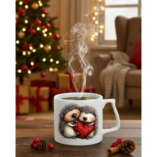 Finka Dekor Birbirine Sarılan Sevimli Kirpiler Tasarımlı Kupa Bardak