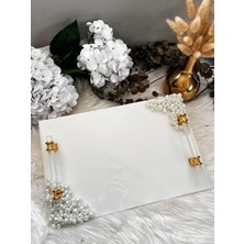 Epoksi Tepsi Nişan Tepsisi Büyül Boy-Incili Gold