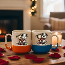 Finka Dekor 2'li Sevgiliye Hediye Kış Temalı Botlu Kedi ve Köpek Tasarımlı Kupa Bardak