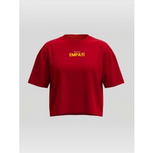 Broco Kadın Oversize Yumuşak Kumaş Empati Crop T-Shirt