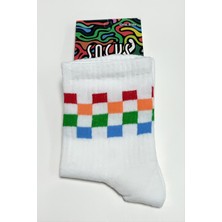 Renkli Küp Desenli Kolej Çorap 8*28