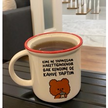 PremiumPort Kırmızı Emaye Seramik Fincan, 250ML, Eğlenceli ve Şık Tasarım