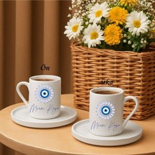 PremiumPort Kişiye Özel Nazar Boncuklu Türk Kahvesi Fincanı, Hediyelik 1 Adet