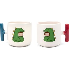 PremiumPort Duble Türk Kahvesi Fincanı Çift Mavi ve Kırmızı 200 ml Set