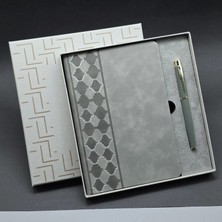 MiraLive Kutulu Gri Defter ve Metal Kalem Seti