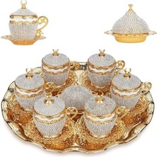 PremiumPort Kahve Fincanı ve Lokumluk Seti, Kristal Tasarım, 6'lı Paket