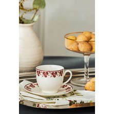 PremiumPort Bordo Renkli 2 Kişilik 90 ml Seramik Kahve Fincan Takımı