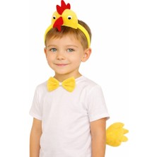 ForWhat Büro Ev Ofis Etkinlik Gösteri Çocuk Horoz Tavuk Kostümü Için 3parça Taç Papyon Kuyruk Seti