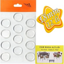 Zuzu Made Yapışkanlı Cam Tutucu Şeffaf 18 mm 12'li Mobilya Raf Ses Tutucu 1 Paket 12'li