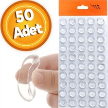 Zuzu Made Yapışkanlı Şeffaf Cam Tutucu 9 mm Silikon Bazlı Ses Stoperi 50 Adet Cam Altlığı Masa Dolap