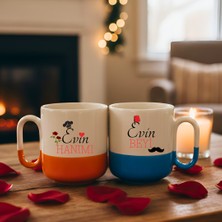 Finka Dekor 2'li Evin Beyi Evin Hanımı Tasarım Kupa Bardak-Sevgililer Gününe Özel