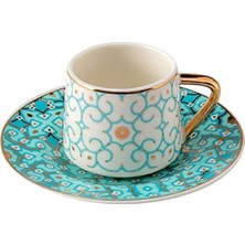 PremiumPort Turkuaz 2'li Kahve Fincanı Seti, Şık ve Zarif Kahve Tadımı Için