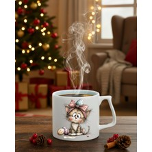 Finka Dekor Sevgiliye Hediye Pembe Fiyonklu ve Benekli Yumurtalı Kedicik Tasarım Kupa Bardak